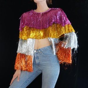 Nasty Gal x Diffuse Tinsel Party Crasher Fringe Jacket